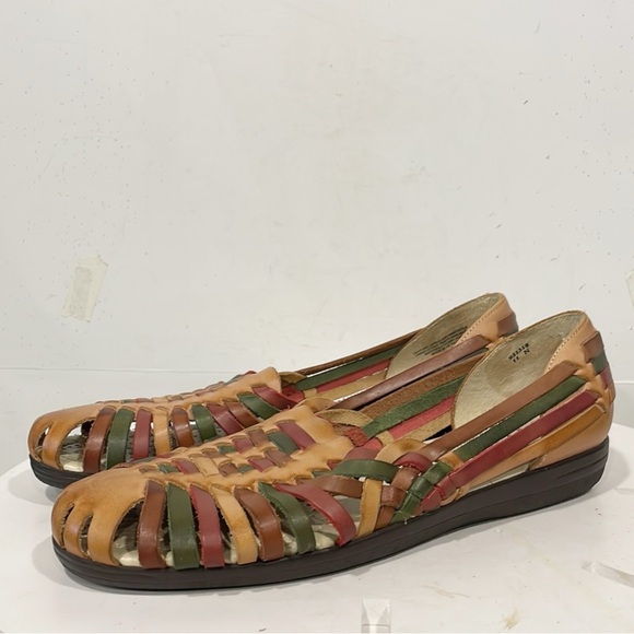 Softspots Huarache Made Mexico Genuine Leather Woven Flats Loafers Women sz‎ 9 - Picture 1 of 11